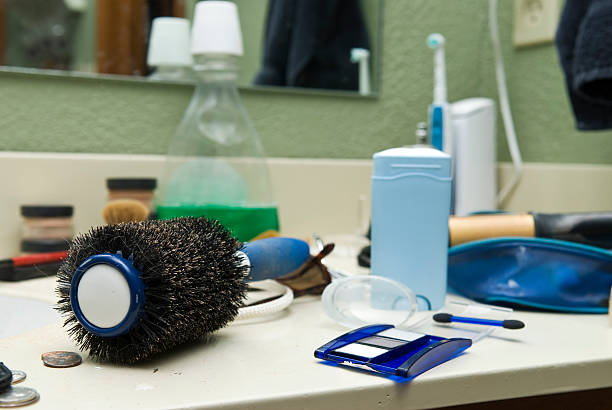 Bathroom counter stock photo