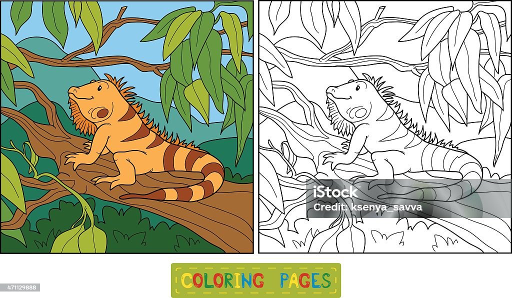 Coloring book (iguana) Animal stock vector