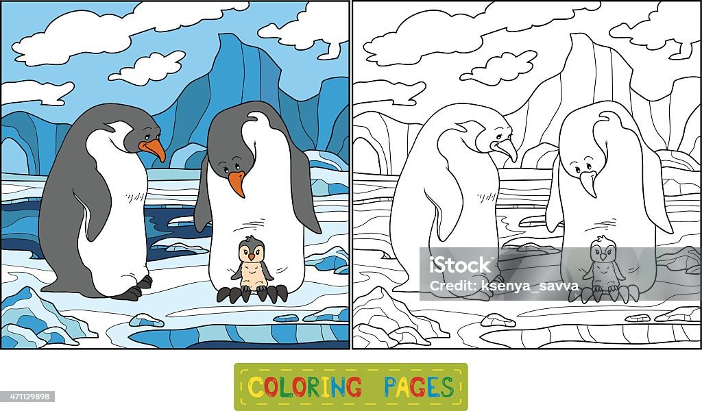 Coloring book (penguin) Coloring Book Page - Illlustration Technique stock vector