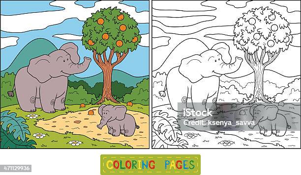 Before After Pictures Of An Elephant Coloring Book Stock Illustration - Download Image Now