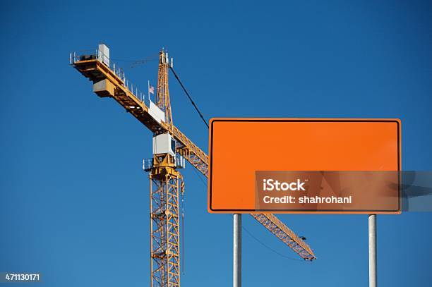 Construction Sign Stock Photo - Download Image Now - Men At Work Sign, Blank, Blue