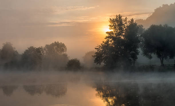 istock Sunrise over river bank in Tyniec, Krakow 471132558