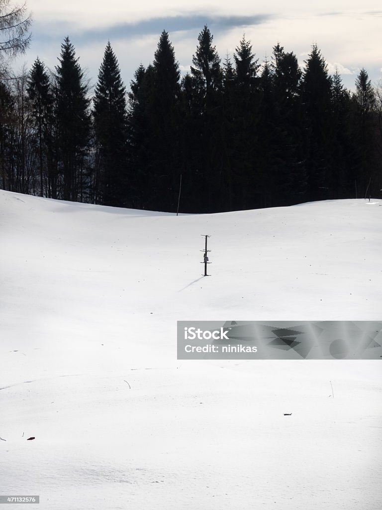 Field covered by snow 2015 Stock Photo