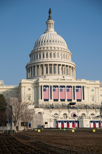 U.S. Capital building decorated for the 2009 Presidential Inauguration.