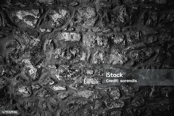 Stone Wall Texture Stock Photo - Download Image Now - 2015, Backgrounds, Black And White