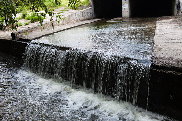 istock Water stream flowing out the underground tunnel 471133048