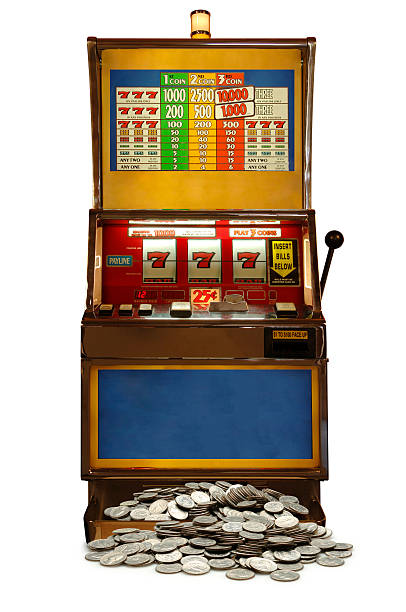 Jackpot Slot Machine Jackpot Win on White. coin operated stock pictures, royalty-free photos & images
