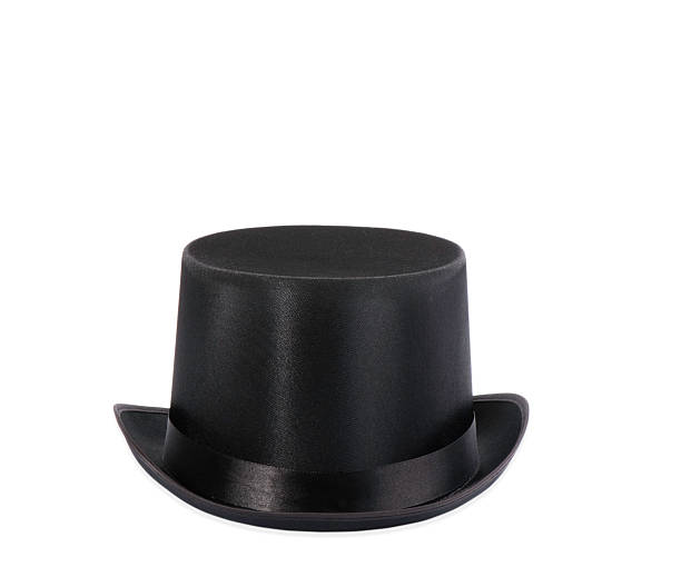 Black top hat isolated on white background stock photo