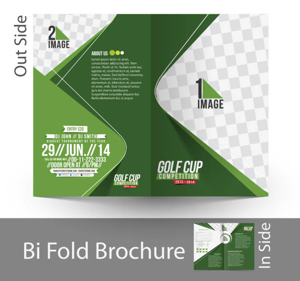 Golf Tournament Bi-Fold Brochure Golf Tournament Bi-Fold Mock up & Brochure Design golf designs stock illustrations