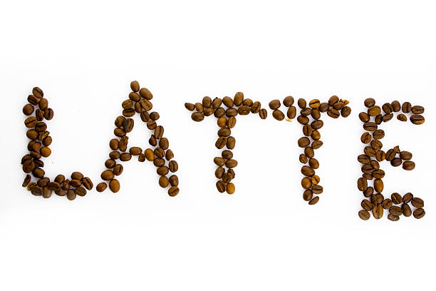 istock latte sign of coffee beans on white 471134687