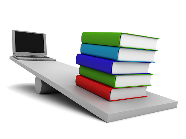 istock Weighs with books and laptop 471135529