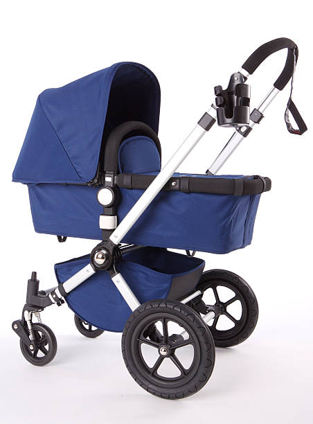 istock Modern high end blue baby buggy with cup holder 471136717