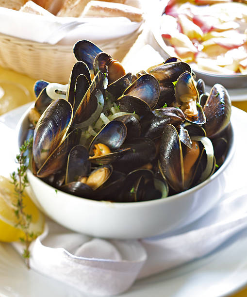 istock Fresh mussels in white wine 471137863