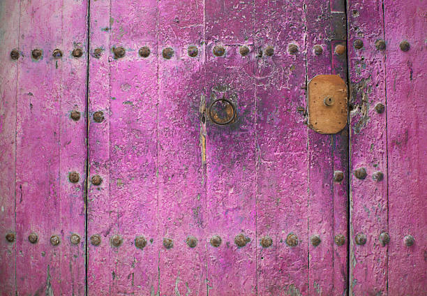 istock Old Textured Purple Door w Lock 471138699