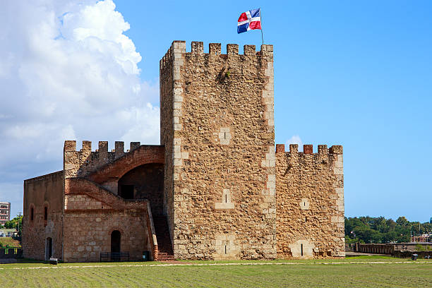 フォルタレザ Ozama 要塞、サントドミンゴ教会 ストックフォト