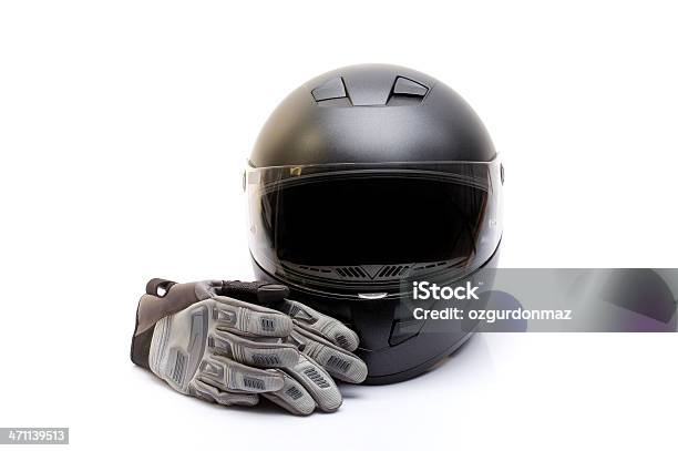 Motorcycle Casco Y Guantes Foto de stock y más banco de imágenes de Deporte de motor - Deporte de motor, Casco protector, Casco de deportes