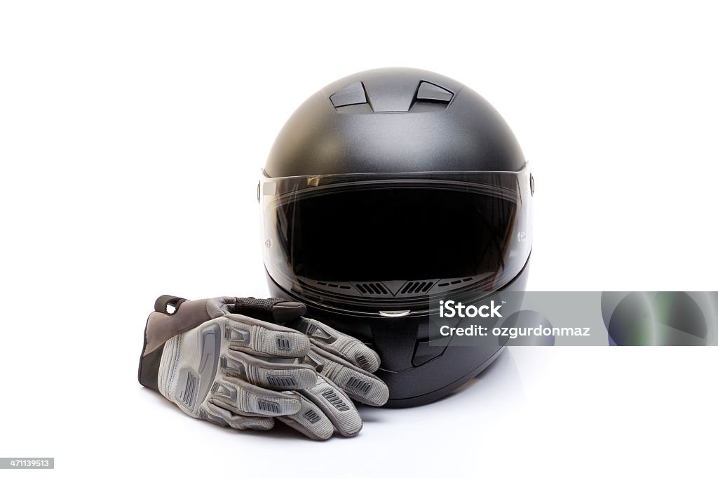 Guanti e casco da motociclista - Foto stock royalty-free di Motori - Sport