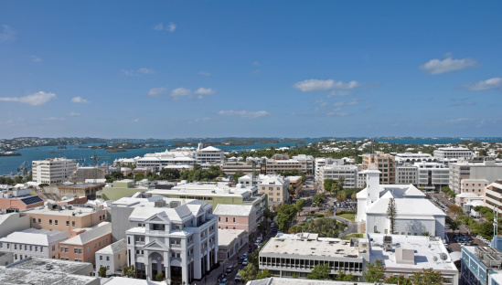 A view over the main area of Hamilton with a view of the City Hall.