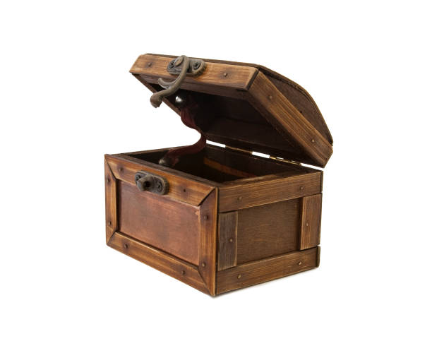 Wooden Treasure Box Side - Isolated stock photo