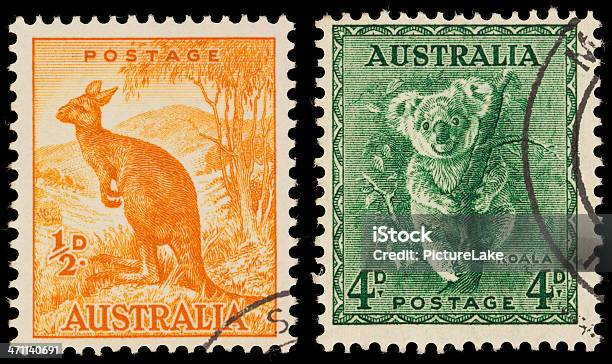 Australien Känguru Und Koala Briefmarken Stockfoto und mehr Bilder von Australien - Australien, Briefmarke, Altertümlich