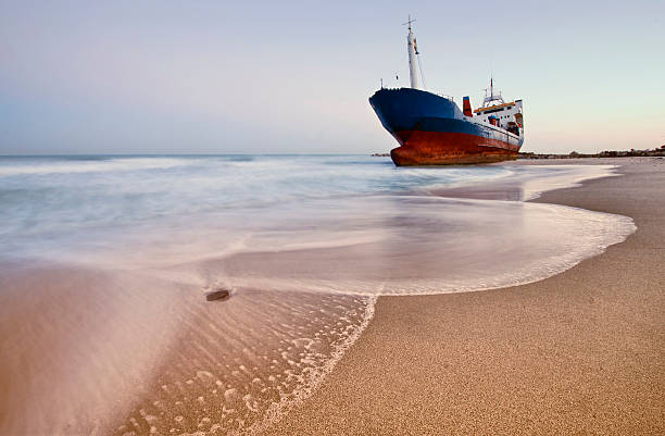 The shipwreck in the Atlantic ocean on Skeleton Coast near Swakopmund in Namibia, Africa. Landscape photography