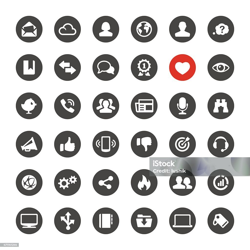 Los medios sociales y los iconos de vector de Internet - arte vectorial de Icono de red social libre de derechos