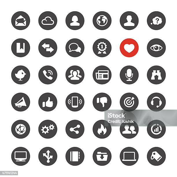 Ilustración de Los Medios Sociales Y Los Iconos De Vector De Internet y más Vectores Libres de Derechos de Icono de red social