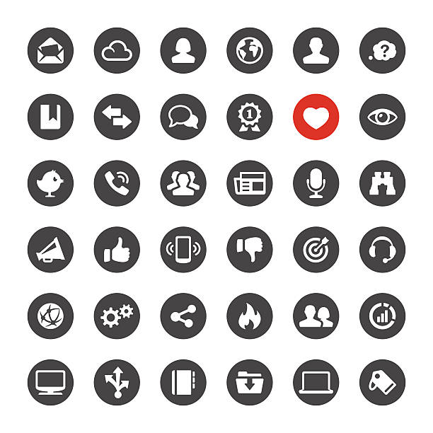 Social Media and Internet vector icons Social Media and Internet related icons.  computer computer icon friendship sign stock illustrations