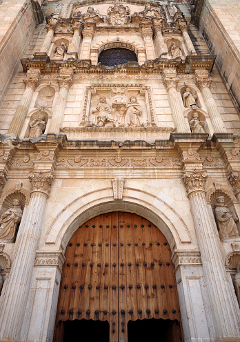 Santo Domingo Church and monastery is one of the landmarks of Oaxaca, a UNESCO World Heritage site in Mexico. This is a shot of the front of the famed church. Shot with a Canon 5D in RAW mode and converted to JPEG for submission.