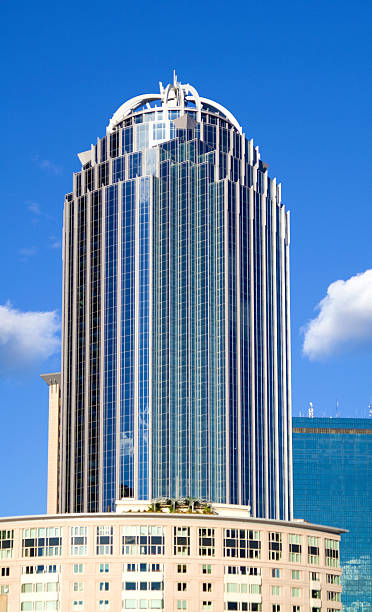 Skyscraper: 111 Huntington Avenue - Modern Boston Architecture 111 Huntington Avenue, a modern skyscraper building in the Back Bay area of Boston, Mass., USA. Completed in 201 as part of the Prudential Center. Nicknamed the 'R2-D2 building'. 21st century style stock pictures, royalty-free photos & images