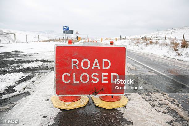 Road Closed Stock Photo - Download Image Now - Roadblock, Snow, Road Closed Sign