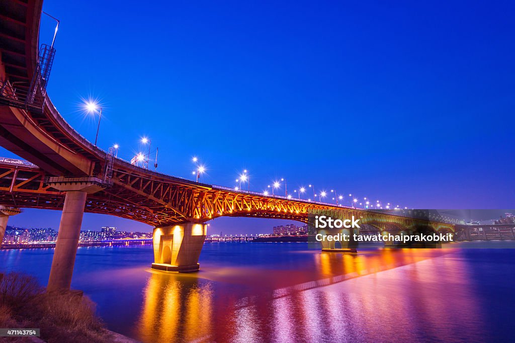 Seongsu bridge at night in seoul Seongsu bridge at night in seoul,korea 2015 Stock Photo