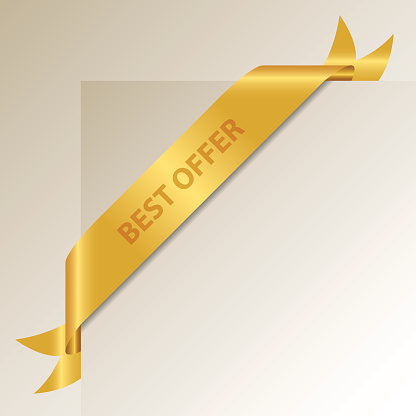 Best Offer - Golden Corner Ribbon - Vector Design Element