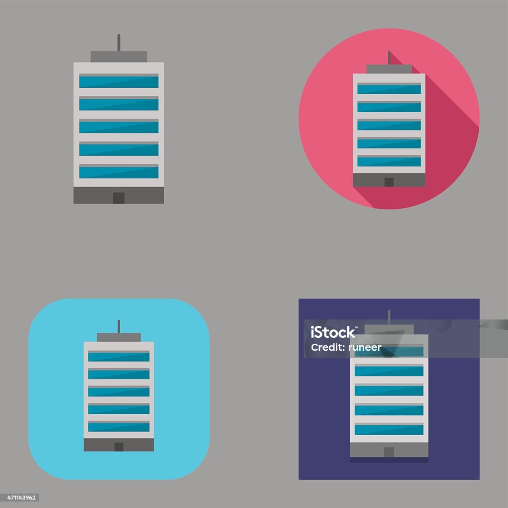 Flat Office Building icons | Kalaful series Flat office building exterior icon set over different background shapes and colors. 2015 stock vector