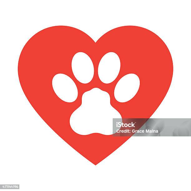 Ilustración de Huella De Pata De Animalvector Con Amor Corazón y más Vectores Libres de Derechos de Símbolo en forma de corazón - Símbolo en forma de corazón, Huella de pata, Almohadillas - Pata de animal