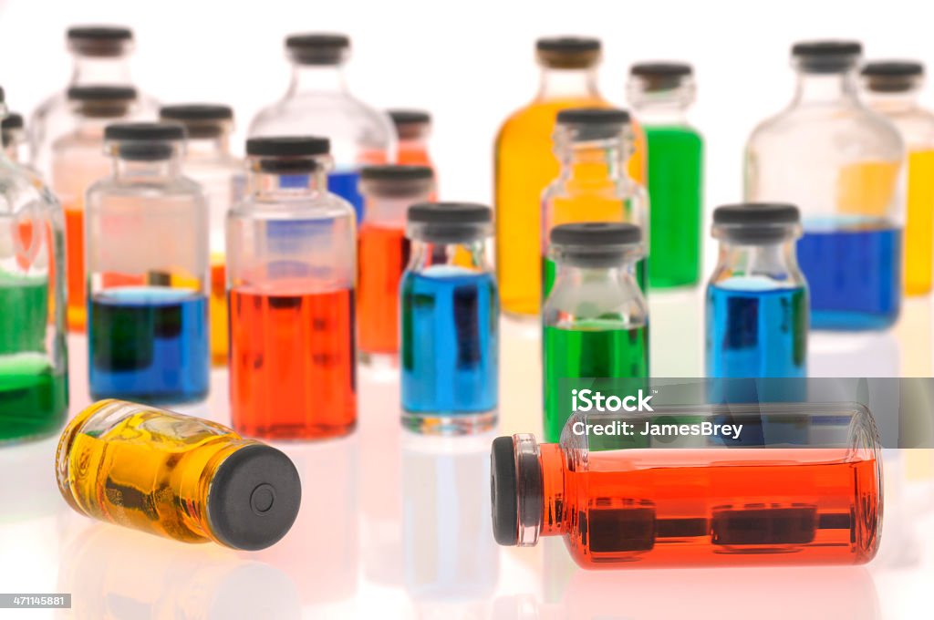 Vaccino colorato Medicina Sviluppo Viles; farmaco mediche, Healthcare laboratorio di ricerca - Foto stock royalty-free di Batterio