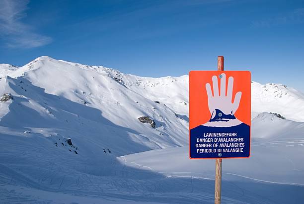 Danger of Avalanches A warning sign in Zillertal ski resort. avalanche stock pictures, royalty-free photos & images