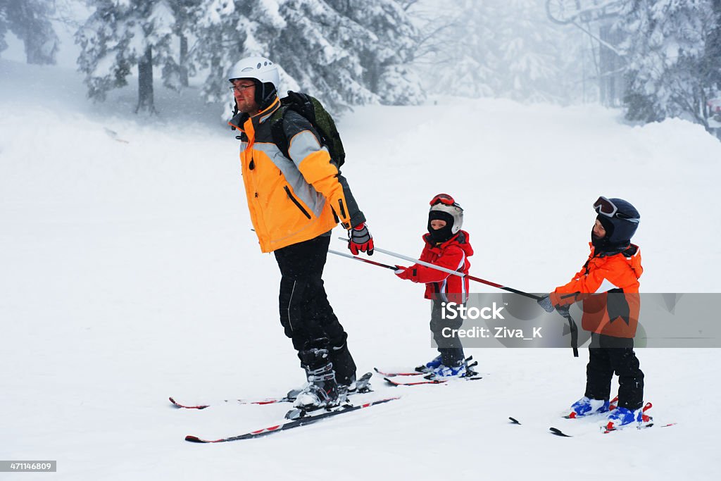Family fun Skiing Stock Photo