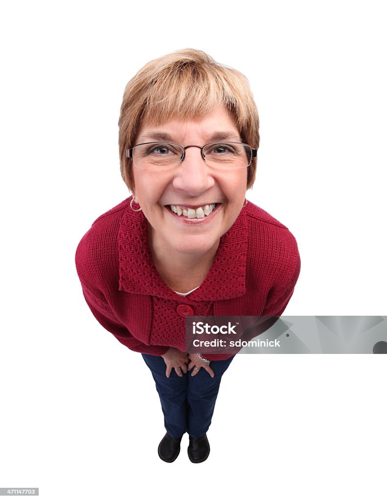 Smiling Woman A smiling woman. Fish-Eye Lens Stock Photo