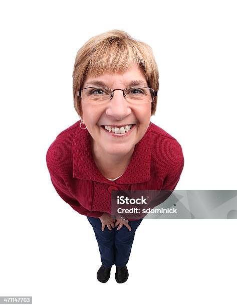 Smiling Woman Stock Photo - Download Image Now - Fish-Eye Lens, One Woman Only, Women
