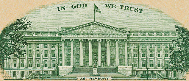 closeup of back side of 100 dollar bill for design purpose