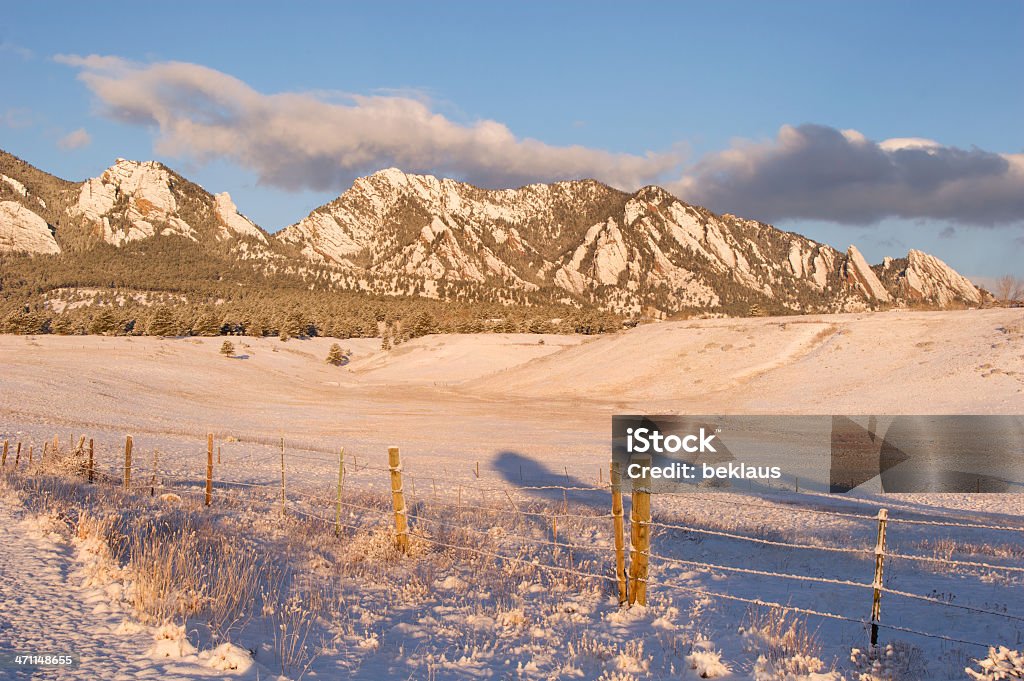Snowy Flatirons Snowy flatirons at sunrise in winter. Beauty In Nature Stock Photo