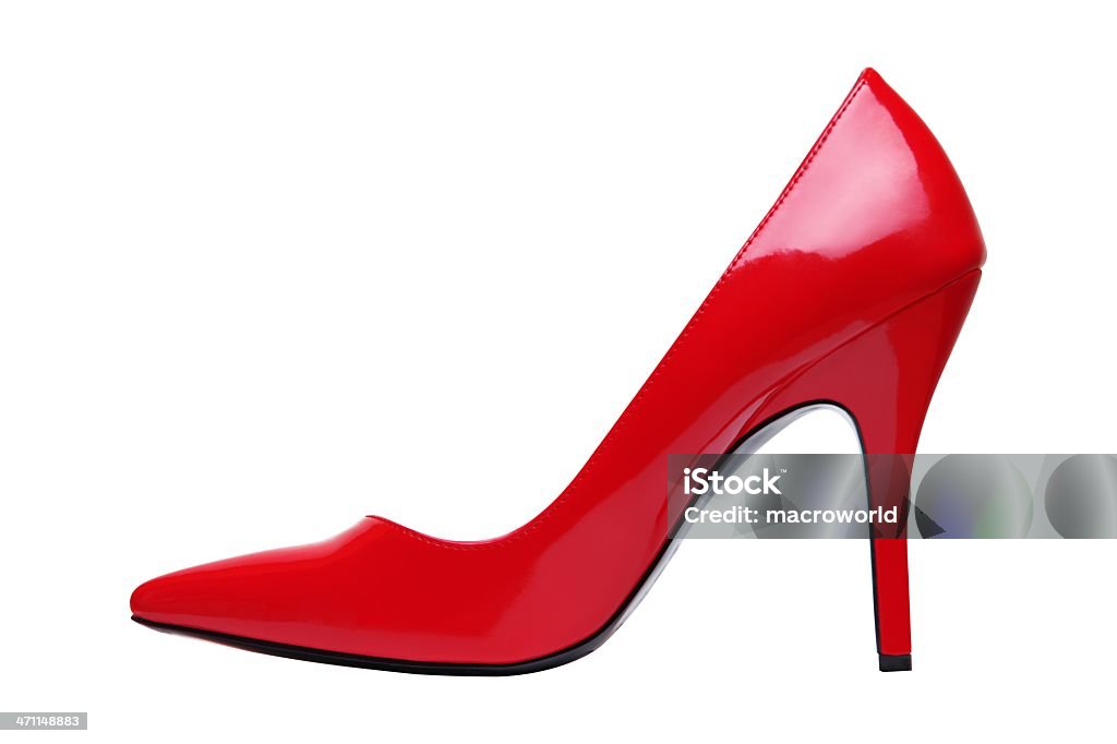 Élégantes chaussures rouge isolé sur blanc - Photo de Brillant libre de droits