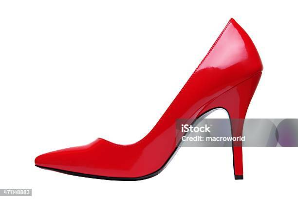 Sapato Elegante Vermelho Isolado No Branco - Fotografias de stock e mais imagens de Comemoração - Evento - Comemoração - Evento, Couro, Elegância