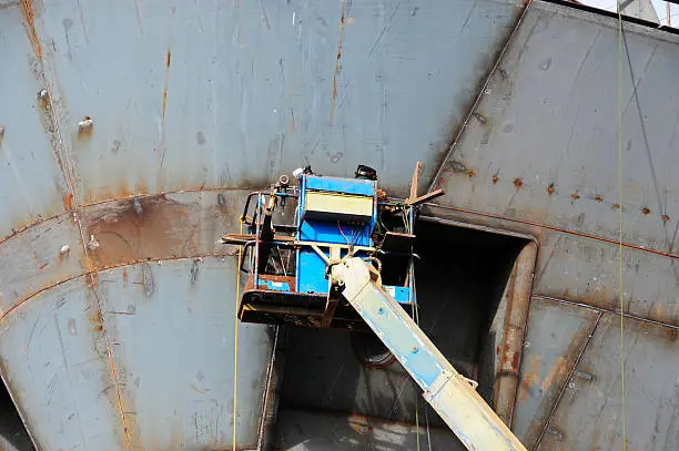 Photo of Welder at shipyard