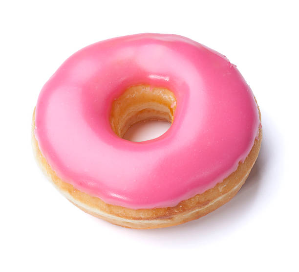 Pink Donut + Clipping Path stock photo
