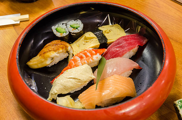 istock Sushi, Fresh traditional Japanese seafood 471150168