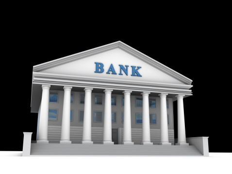 3d render. Bank isolated on black background