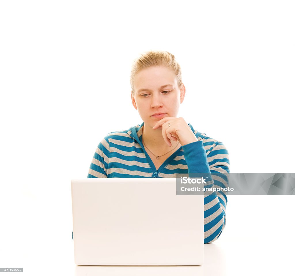 Computer and Woman woman on the computer. Adult Stock Photo