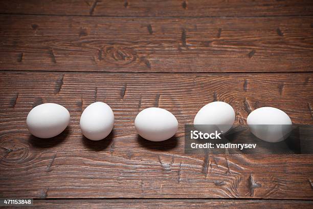 Eggs On A Wooden Rustic Table Stock Photo - Download Image Now - 2015, Agriculture, Animal